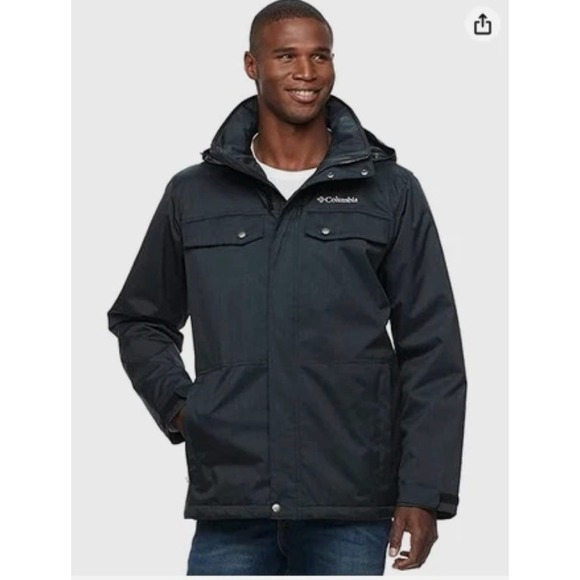 Columbia Interchange Thermal Coil Hooded Jacket Mens XL Black - Picture 1 of 16